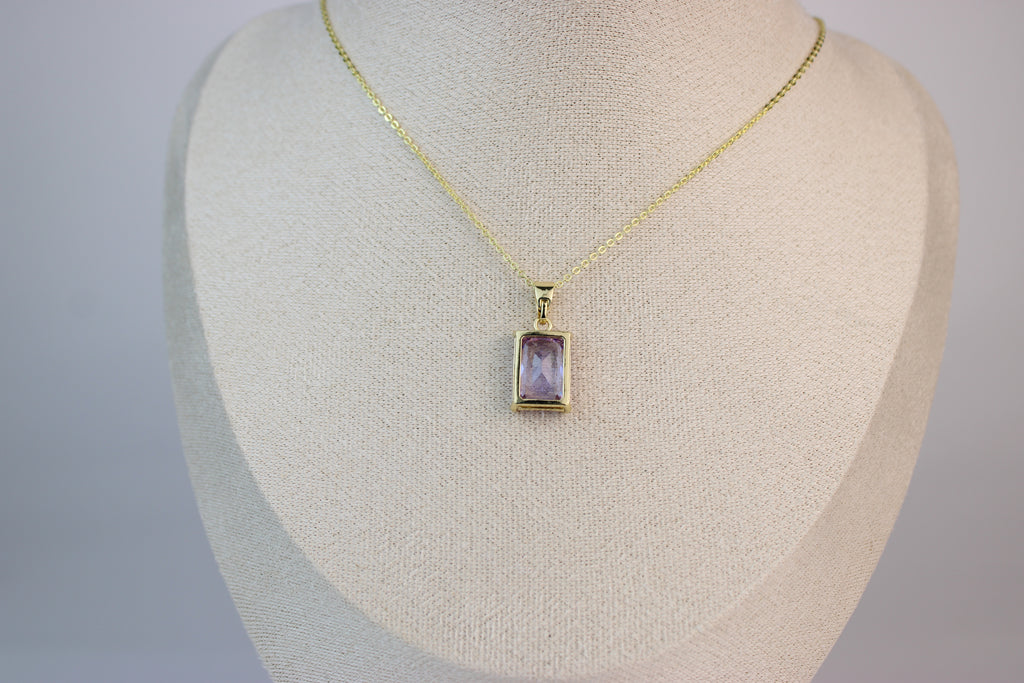Golden Amethyst Bar Necklace