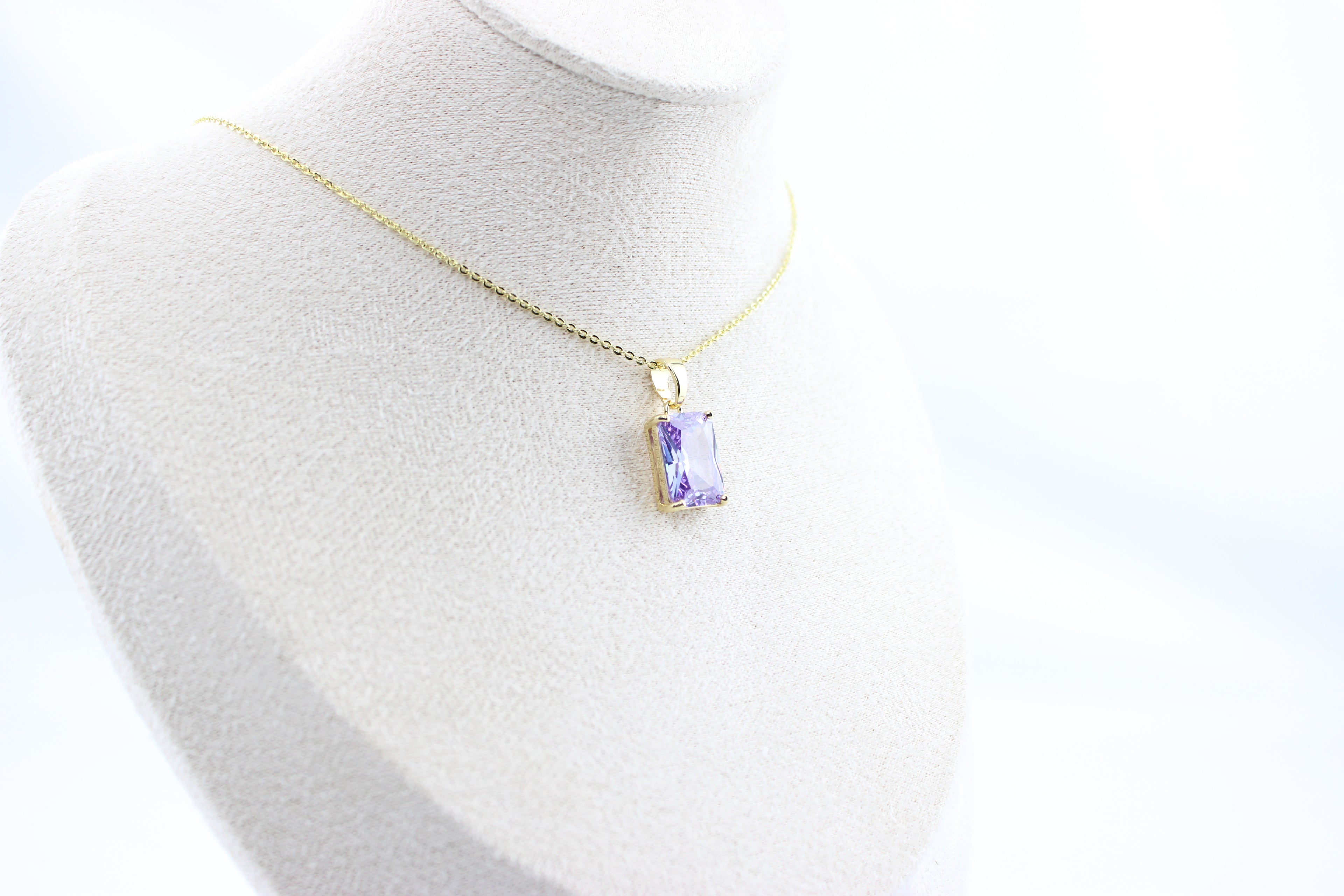 Golden Amethyst Bar Necklace