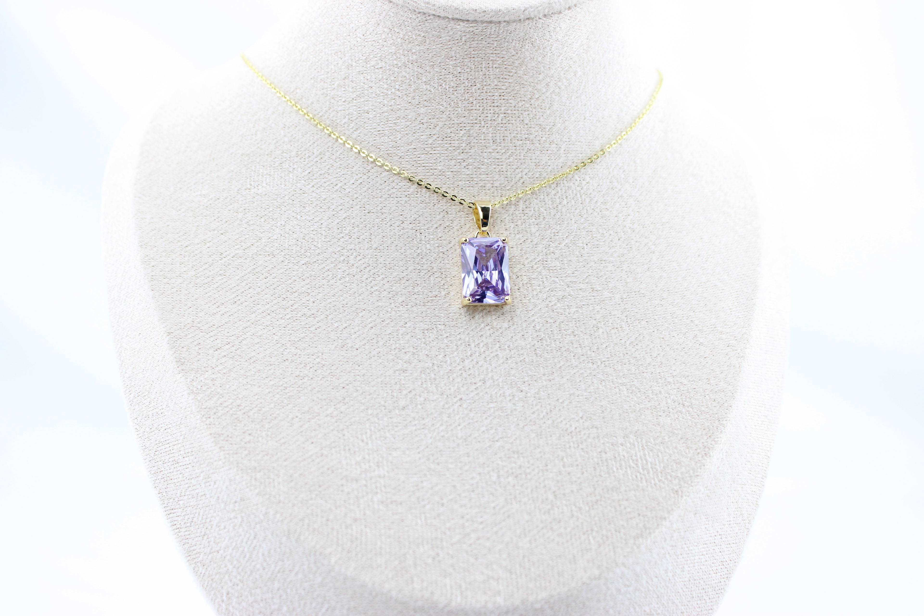 Golden Amethyst Bar Necklace