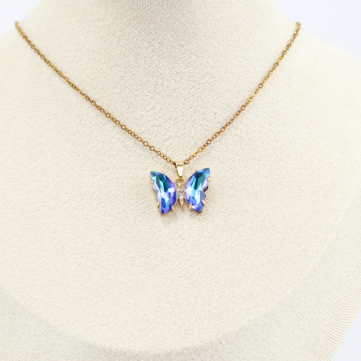Gold Plated, 16.5–18.5 in Adjustable Length Aurora Butterfly Necklace