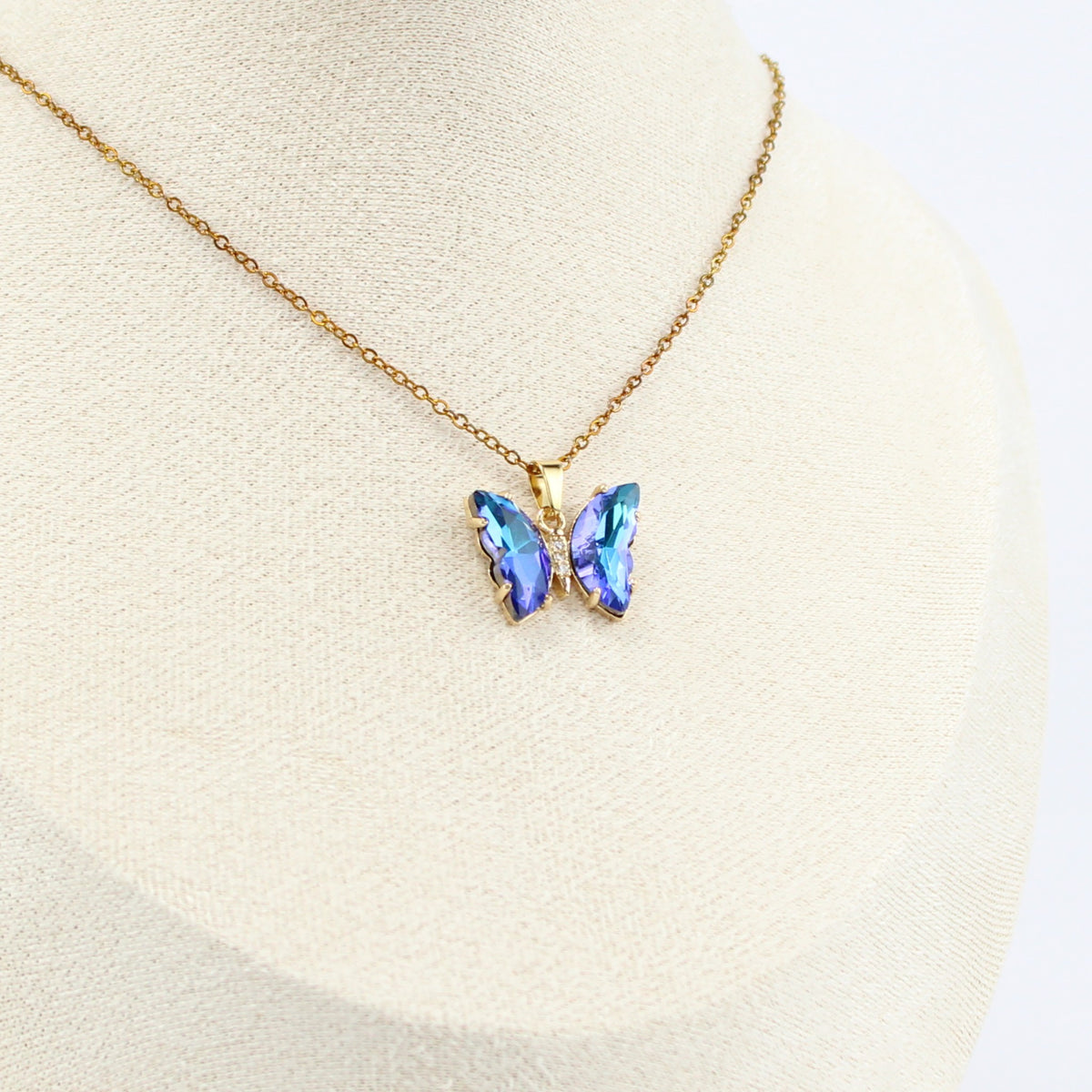 Gold Plated, 16.5–18.5 in Adjustable Length Aurora Butterfly Necklace