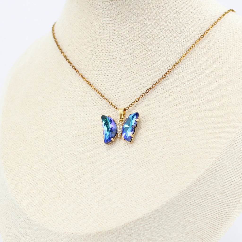 Gold Plated, 16.5–18.5 in Adjustable Length Aurora Butterfly Necklace